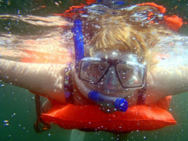woman snorkeling at marietas islands