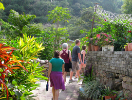 guests walking on the grounds of miramar yelapa