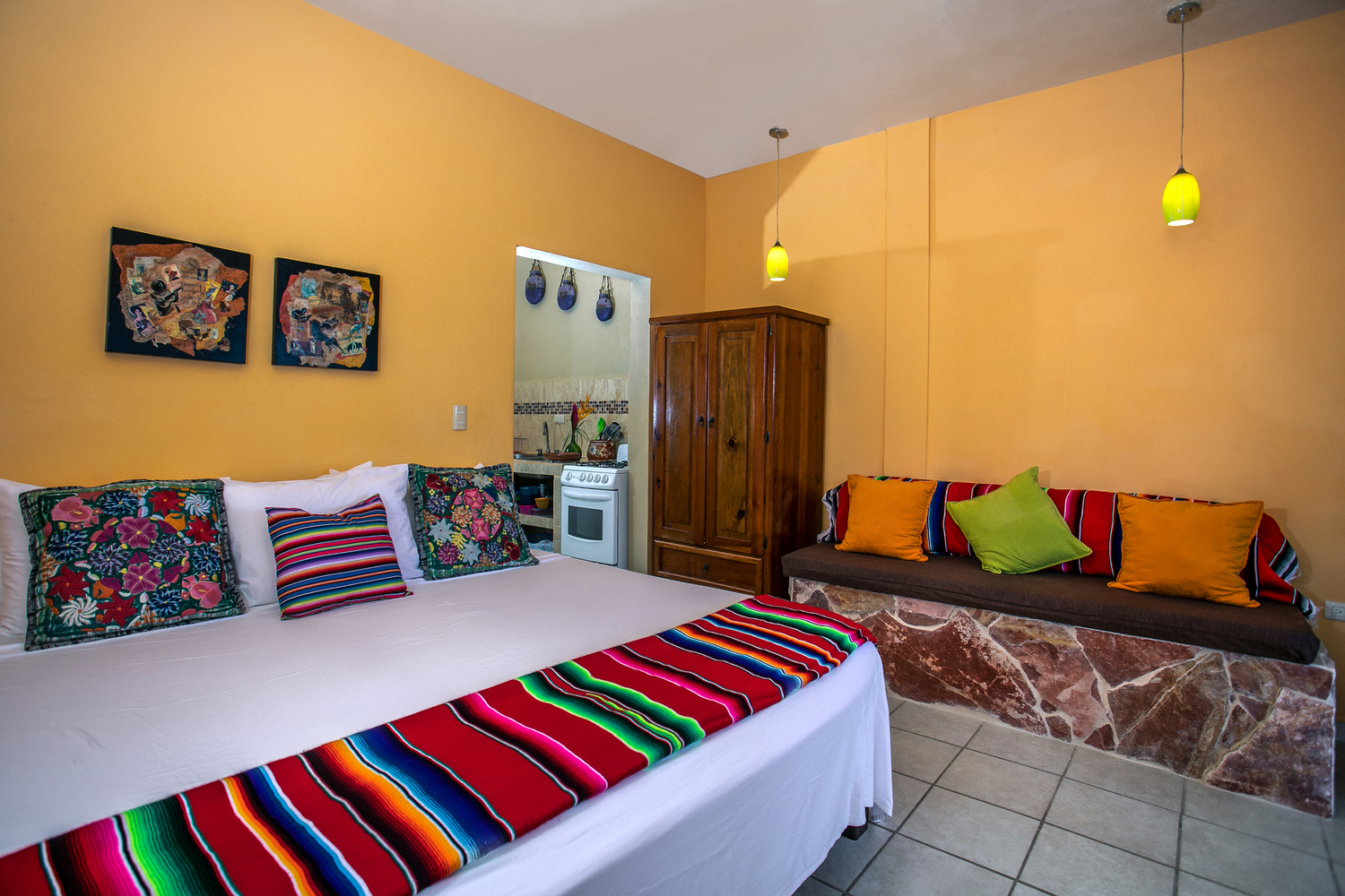 colorful bed in casa marietas 2