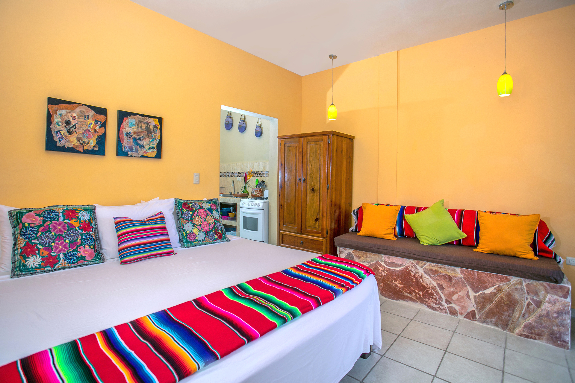 colorful bed in casa marietas 2