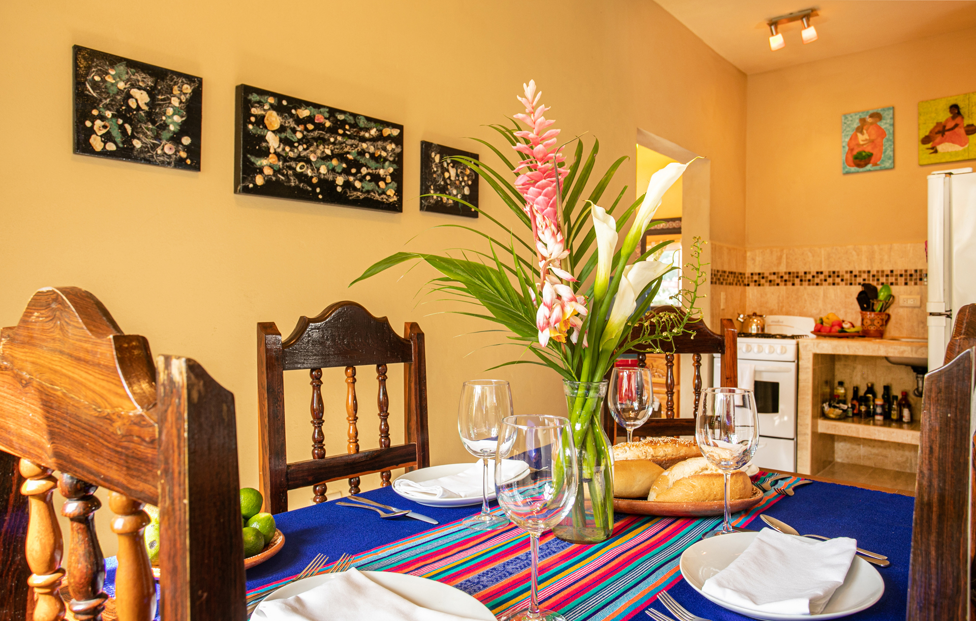 dining room with colorful table at casa marietas 1