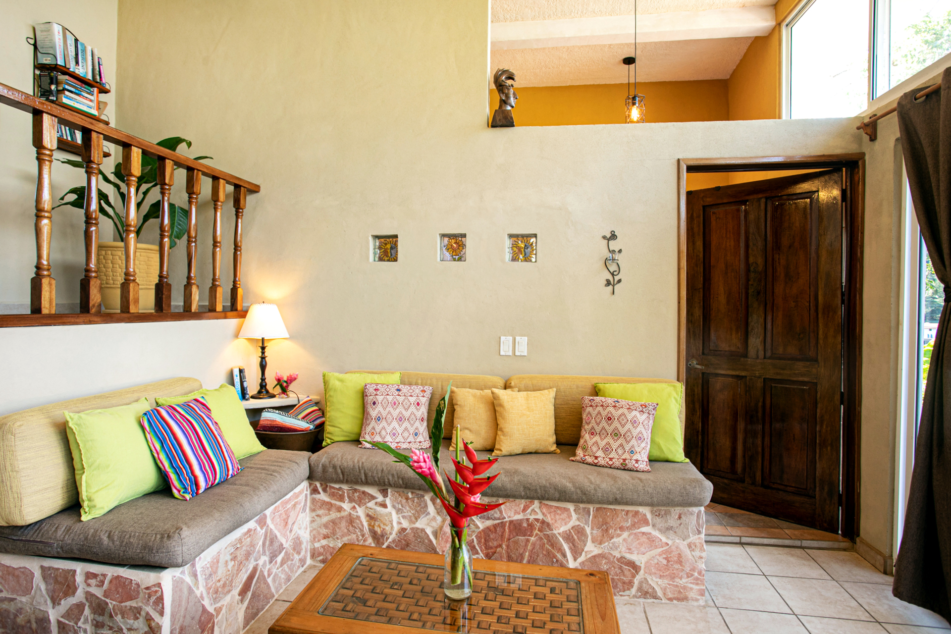 colorful living room of casa palmita